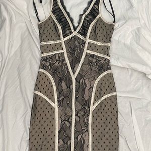 BEBE silk and mesh lace dress